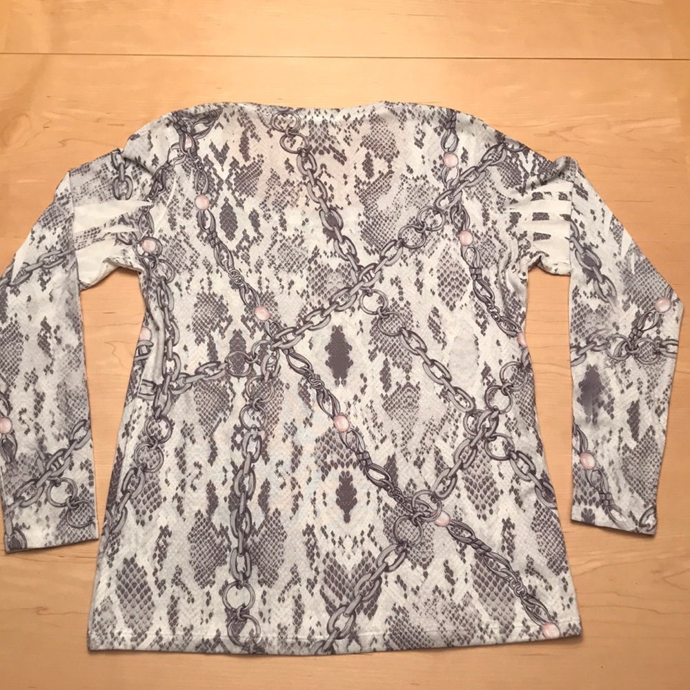 Cache Snake & Chain Link Print Studded Top L/Xl - image 4